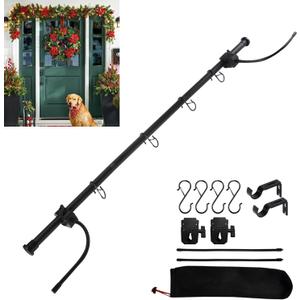 Mosmgibox Reusable Garland Hanger for Front Door with 4 Hooks & Storage Bag, Garland Holder for Door Frame, Adjustable 31.5"- 49.6" for Single Door (31.5"- 49.6")