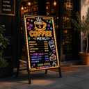Standing A-Frame LED Message Writing Board 32" x 24", Neon Menu Sign with Adjustable Height, Outdoor Menu Display Board with 8 Colors Markers and Remote Control, DIY Message Light Board