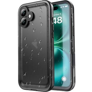 SPORTLINK for iPhone 16 Waterproof Case - Shockproof Dustproof Case with Built-in Clear Screen Protector, Full Body Heavy Duty Sealed Protective Cover for iPhone 16 6.1" (for iPhone 16 (6.1"), Black)