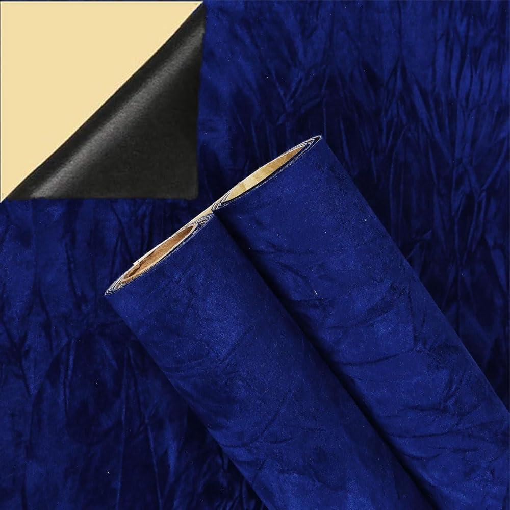 Self Adhesive Velvet, DIY Self Adhesive Fabric for Art & Crafts, Peel and Stick Felt for Drawer/Jewelry Box Liner 17.7x78.8 Dark Blue