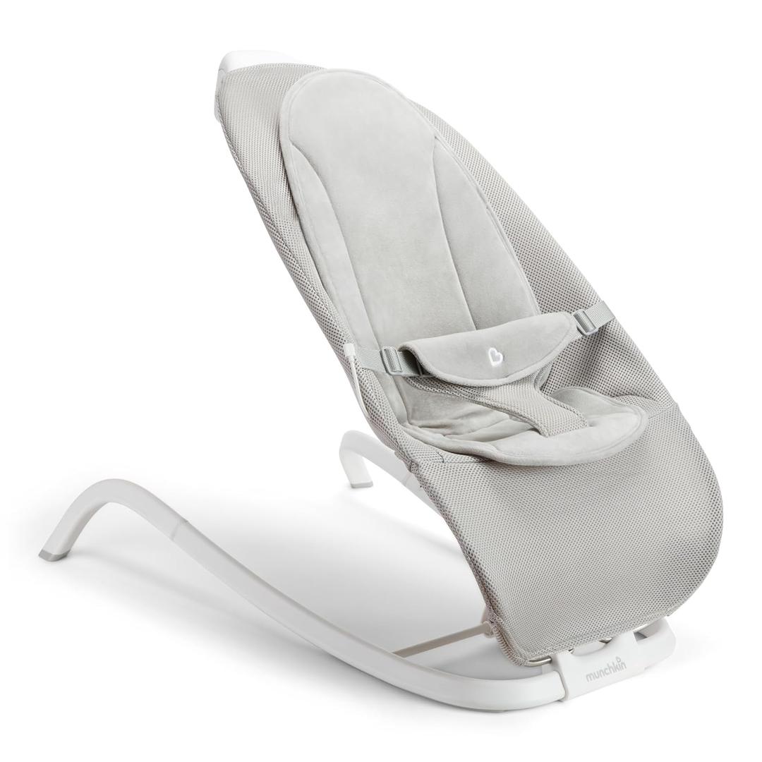 Munchkin Electric Baby Bouncer & Rocker with Digital Touch Display, Soothing Sounds & 3 Recline Positions - Automatic Bouncing & Rocking, Grey