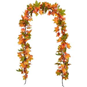 Lvydec 2 Pack Maple Leaves Fall Garland - 6.5ft/Strand Artificial Fall Foliage Garland Colorful Autumn Decoration for Home Wedding Party Thanksgiving