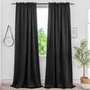Yancorp Black Blackout Curtains Thermal Insulated Window Treatment 63 Inches Long 2 Panels Set for Bedroom or Living Room (2 Panels), 52 in x 63 in, Black