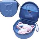 L LTGEM Kids Headphones Case Compatible with iClever BTH13 / HS01 / HS20 and Riwbox CT-7 / CT-7S / CF9 and ONITOO B90 Cat Ear Kids Headphones, Blue (Case Only)