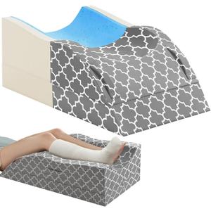 CloudBliss Adjustable Leg Elevation Pillow After Surgery, Memory Foam Wedge Pillow for Blood Circulation & Swelling, Leg Elevating Pillows for Back Knee Hip Ankles Pain, Rest (Grey, Double)