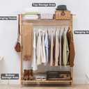 COPREE Bamboo Garment Coat Clothes Hanging Heavy Duty Rack with top Shelf and Shoe Clothing Storage Organizer Shelves