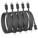 USB C to USB C Cable, 5Pack 6FT 60W(3.1A) Nylon Braided USB C Charger Cable for for iPhone 17/ iPhone 16/16 Plus/16 Pro Max/15/15 Plus/15 Pro Max, MacBook Pro, iPad Pro Air,Samsung S24/S24 Ultra/S23