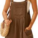 GRECERELLE Jumpsuits For Women Summer Short Overalls Casual Sleeveless Adjustable Loose Women's Rompers with Pockets 2026 (X-Large, Brown)