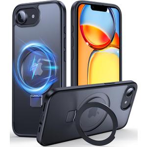 Chicfun 3-in-1 [Magnetic+Kickstand+Ring Holder] for iPhone 17e Case & iPhone 16e case with Stand Compatible with MagSafe, Military Shockproof Protective iPhone 17e Phone Case Kickstand Cover Black