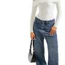 SUUKSESS Women Off the Shoulder Bodysuit Short Sleeve Strapless Thong Body suit (White, M)