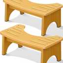 JACNITAD 2 Pack Bamboo Toilet Stool for Adults, 6.5" Toilet Potty Stool for Squatting, Bathroom Toilet Stool Squat Adult, Non-Slip Poop Stool for Adults, Healthy Gifts for Kids Seniors (Wood)