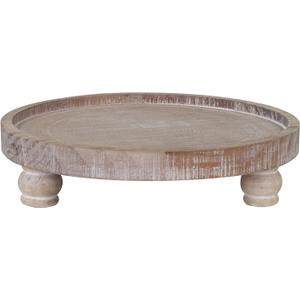 MAONAME Decorative Round Wood Riser for Display, Farmhouse Pedestal Stand for Kitchen Counter, Natural Wooden Risers Tray for Home Decor, Pedestal Tray for Living Room Decor
