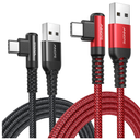 AINOPE USB to USB C Cable [2Pack, 6.6ft] 3.1A Type C Charger Fast Charging, Right Angle USB C Cable for iPhone 17 Carplay Cable, Galaxy S10+ S10 S9, Note 10 9, LG V30, Moto, iPhone 16 15 Charger Cord