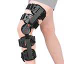 Medibot Hinged Knee Brace ROM Adjustable Post Op Knee Support Orthosis Immobilizer Protector for Left Leg and Right Leg, Both Men and Women (Black)