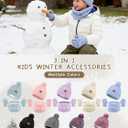 Kids Winter Hat Gloves Scarf Set Toddler Winter Beanie with Pom Knit Neck Warmer Fleece Lined Gloves for Boys Girls (2-8 Years, Blue Mix)