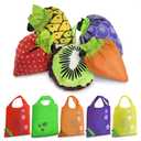 5 Pcs Cute Reusable Grocery Bags in Pouch - Fruit Shaped Reusable Bags With Handles - Foldable Fruit Tote Bags - Washable Grocery Bags