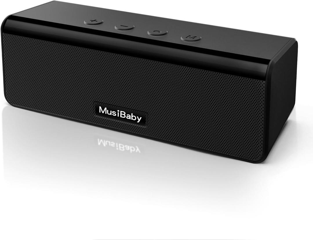 Musibaby Small Bluetooth Speaker, Gifts for Women Mothers Mom Wife Her Waterproof Portable Speakers Wireless with Stereo Sound, Dual Pairing, 24HRs Playtime, for Home/ Party/ Outdoor (Black)