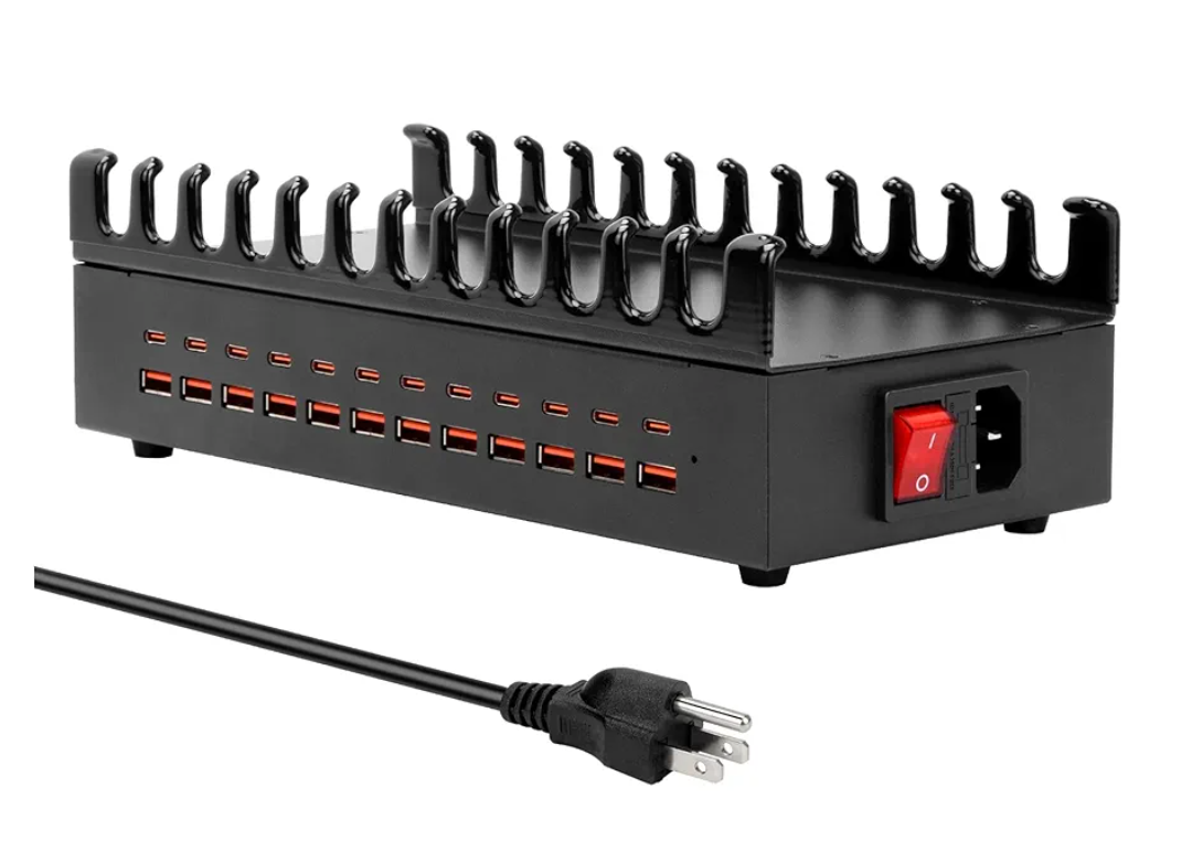300W Charging Station for Multiple Devices, ALI SEA 24 Port USB C Fast Charging Station, Multi Device Charger Station Organizer Compatible with Cellphone, Tablet, Kindle, iPhone iPad and More