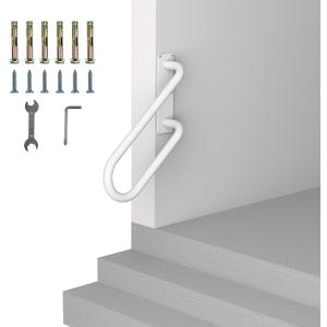 Jamb Mount Handrails for Outdoor Steps-1-2 Step Waterproof Stairs Railing-Powder Coated Side Mount Hand Rails for Indoor Stairs-Non-Slip Staircase Grab Rail for Deck/Porch/Mobile Home/Short Stairway