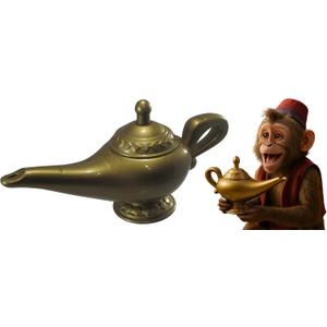 Nicky Bigs Novelties Plastic Gold Fake Genie Oil Wish Lamp Prop Cosplay Gold Magic Genie Lamp Bottle Table Props Costume Accessory