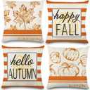 YUJUN 4 Pack Fall Pillow Covers Decoration,18x18in Buffalo Plaid Farmhouse Pumpkin Maple Leaves Thanksgiving Fall Throw Pillows Cushion Case Couch Decor for Autumn Home Outdoor Decorations (White)