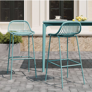 Christopher Knight Home Sky Blue Metal Frame Patio Outdoor Bar Stools with Plastic Seat Set of 2