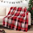 PAVILIA Christmas Throw Blanket | Holiday Christmas Red Fleece Blanket | Soft, Plush, Warm Winter Cabin Throw, 60x80 (Red Green Plaid)