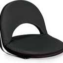 PICNIC TIME Oniva Portable Reclining Stadium Seat with Back Support, Folding Bleacher Chairs with Back and Cushion, Thick Padded Bench Seat and Armrest, Includes Six Backrest Positions (Black)
