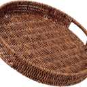 SEDISON Rattan Tray 13.8 inch / 35cm Hand Woven Wicker Tray for Coffee Table Home Kitchen Decorative, Large Rattan Serving Tray