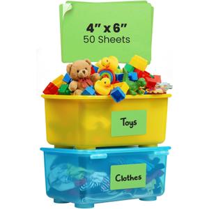 MESS Large Bin Labels for Storage Bins (50 6x4) Storage Bin Labels - Pantry Labels - Labels for Organizing - Removable Labels for Storage Bins Craft Organization - Moving Labels for Boxes (Green)