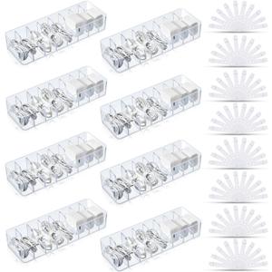Tatuo 8 Pcs Cable Organizer with 80 Wire Ties, Plastic Cord Storage Charger Box Electronics Organizer with Adjustment Compartments Cable Storage for Drawer Home Office Desk Accessories (Clear)
