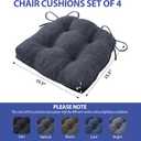 IPYNBAP Chair Cushions for Dining Chairs Set of 4, Kitchen Chair Cushions, Chair Pads with Ties and Non Slip Backing, Tufted Memory Foam Seat Cushion 4 Pack, 15.5" x 15.5" x 4", Navy Blue