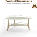 MWOOD Triangle Coffee Table, 33.5″‌ Modern Coffee Table with Storage Shelf, Waterproof Easy to Clean Center Table for Living Room, Apartment, White & Gold, 33.5"W x 26.8"D x 16.94"H