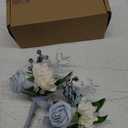 Ling's moment Boutonniere for Men, 2pcs Groom Groomsmen Guest Boutonniere, Artificial Flowers for Wedding/Prom/Homecoming, etc.Light Blue White