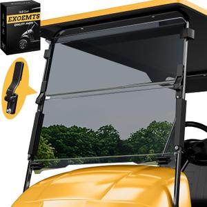 Golf Cart Windshield for EZGO TXT 1995-2013 Gas & Electric, 40.7" W X 28.3" H, 3/16" Thick PC, Foldable Front Windshield with Heavy Duty Hinge, Anti-UV, Impact Resistant, Scratch Resistant