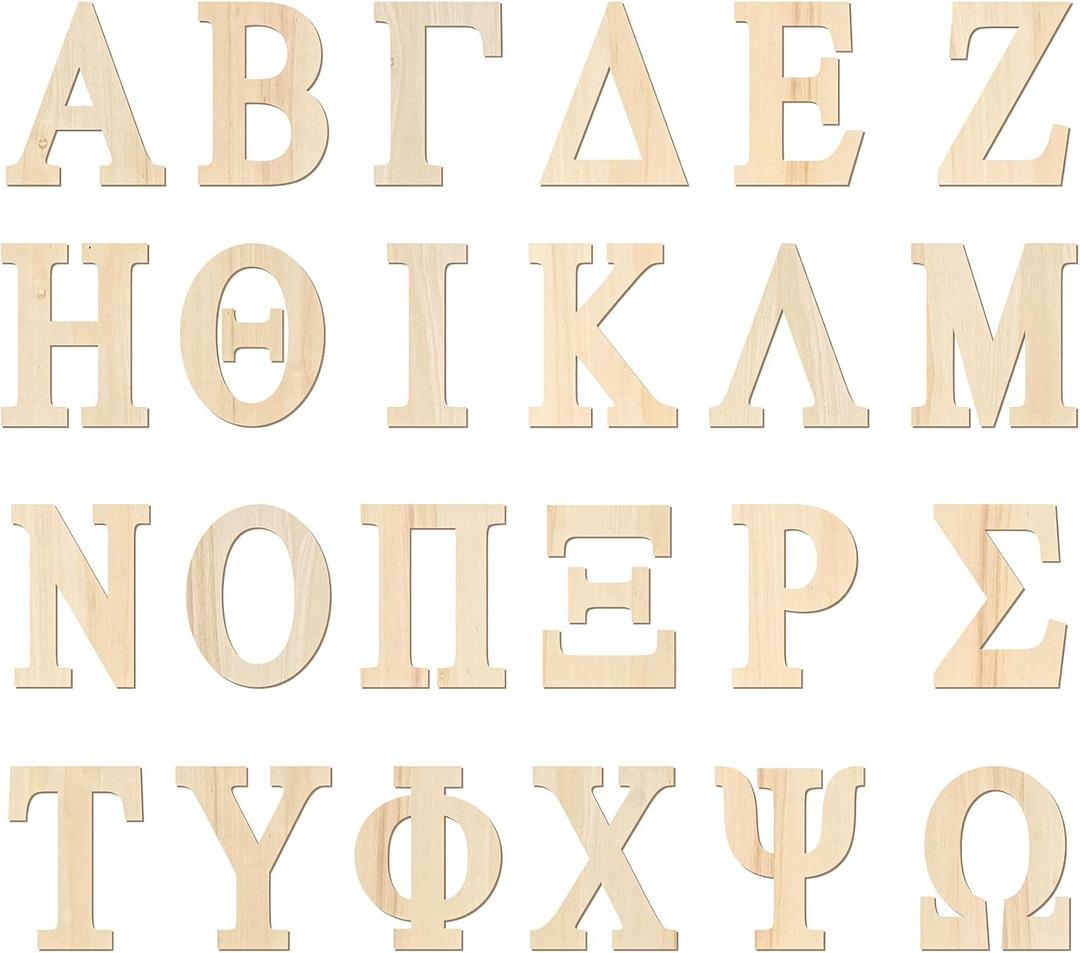 6 Inch 56 Pieces Wooden Greek Letters Crafts Unfinished Wood Greek Alphabets for Sorority/Fraternity/DIY Project/Learning/Wall Decor