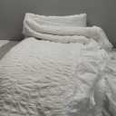 JOLLYVOGUE Queen Comforter Set, 3 Pieces White Seersucker Comforters Queen Size, Lightweight & Fluffy Bedding Sets Queen for All Season with 1 Ruffle Comforter and 2 Ruffle Pillowshams