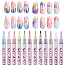 12 Color Nail Art Pens, 0.7 MM Nail Polish Pens Set Drawing Painting Point Liner Acrylic Painted Pen Kit, Waterproof and Quick-drying Nail for DIY Nails Art Design Manicure Tools