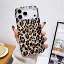 for iPhone 17 Pro Case,Luxury Sparkle Bling Cute Translucent Clear Vintage Cheetah Leopard Print Soft Silicone Cover for Girls Women Protective Phone Case 6.3'' 2025, Brown