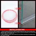 Newtay 2 Pcs 3/8'' x 73'' Long Clear Vinyl L-Type Seal Strip with Pre-Applied Self Adhesive Threshold Water Dam Barrier Bathroom Glass Shower Door Seal Strip for Gap Frameless Shower Door