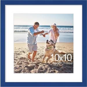 DecorUhome 10x10 Picture Frame, Display Pictures 8x8 with Mat or 10x10 without Mat, Wall & Tabletop Display Photo Frame, Royal Blue, 1 Pack