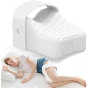 Knee Pillow for Side Sleepers with Adjustable Strap  Memory Foam Leg Cushion, Comfortable Sleeping Support for Sciatica Relief, Back, Hip, Knee & Joint Pain, Spine Alignment (White)