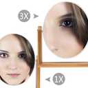 YEAKE Vanity Makeup Mirror with Natural Bamboo Stand, 8 Inch Double Sided 3X Magnification Swivel Mirror for Bathroom & Desk