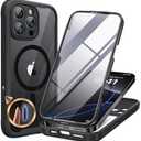 Miracase Magnetic for iPhone 16 Pro Max Case 6.9'' [Compatible with MagSafe] Full-Body Phone case with Built-in Glass Screen Protector& Camera Protector,Drop Proof 16 Pro Max Cover,Black Protection Screen Broken