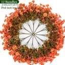 Lnoicy Artificial Fall Mums 12 Bundles Eucalyptus Fake Flowers for Planter,Fake Morning Glory for Halloween Home/Porch/Garden Decoration (Fall Orange)