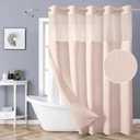 eachope Blush No Hook Shower Curtain with Snap-in Fabric Liner Set,Slub Textured Fabric Shower Curtains for Bathroom,Hotel Style Modern Shower Curtain,Water Repellent & Washable,71x74(72)