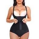 REYEOGO Waist Trainer for Women Shapewear Bodysuits Firm Body Shaper Butt Tummy Control Faja Colombiana Open Bust Corset (Large, Black)