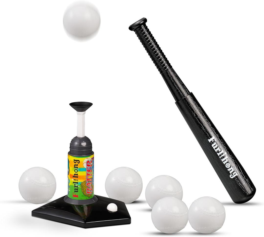 368BH T Ball Set for Kids, Baseball Launcher with Collapsible Plastic Bat and  4 Training Balls, Indoor & Outdoor for Boys & Girls