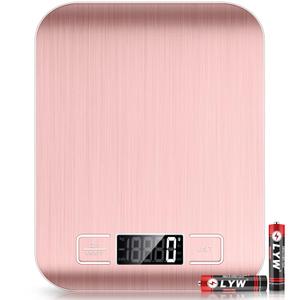 Mik-Nana Food Scale Pink, 10kg/ 22lb Digital Kitchen Scale Weight Grams and Oz for Baking and Cooking, 1g/ 0.1oz Precise Graduation, Easy Clean Stainless Steel