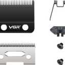 VGR 001 Clipper DLC Carbon Steel Blade Replacement, Professional Precision Ceramic Moving Clipper Blades with 2 Pairs Screws, Model Clipper with Coating Fix Blade Set